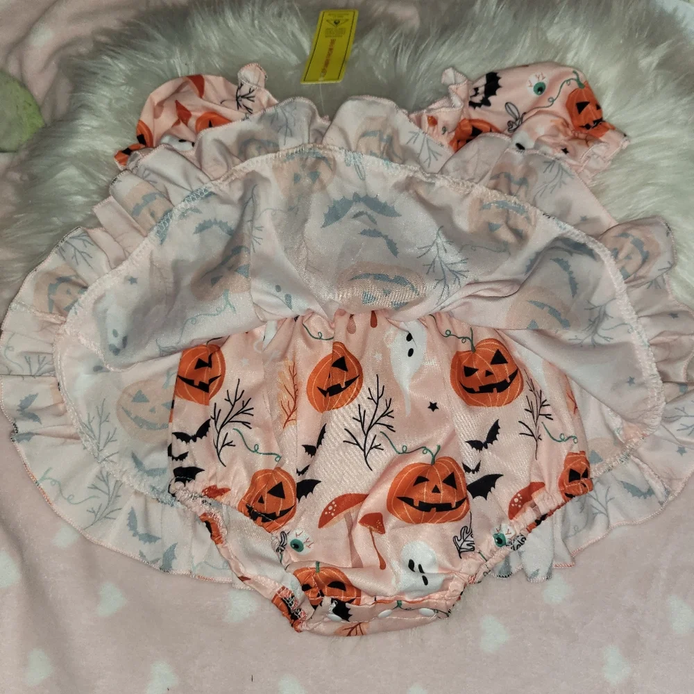 Halloween Pumpkin and Ghost Print Baby Bloomers